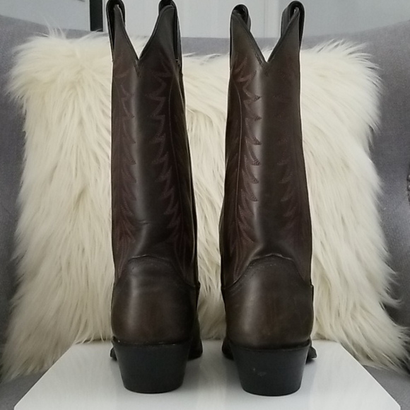 Leather Western Cowboy Boots Gray by Justin - Picture 7 of 9